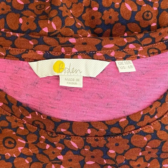 NWOT Boden | Floral Long Pajama Sleep Shirt Brown 3/4 Sleeve 35” Length - Picture 7 of 9